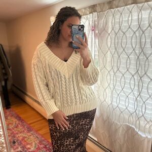 Cozy Cream V-Neck Sweater